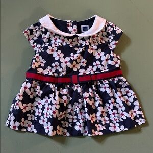 Janie and Jack Navy Floral Dress with Red Accents VGUC 6-12M